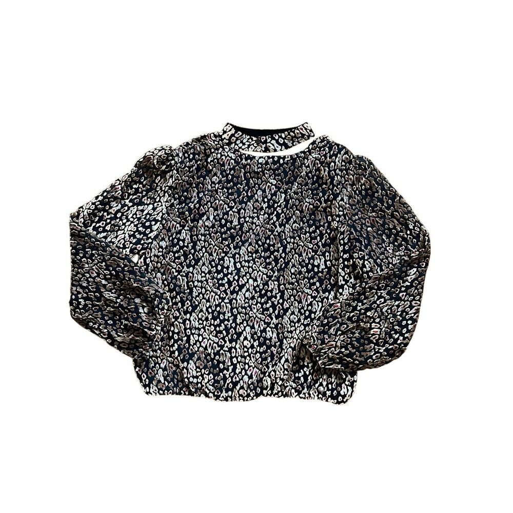 White House Black Market Animal Print Velvet Burnout Choker Top | L - Picture 4 of 7